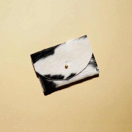 Black + White Hair on Hide Cardholder