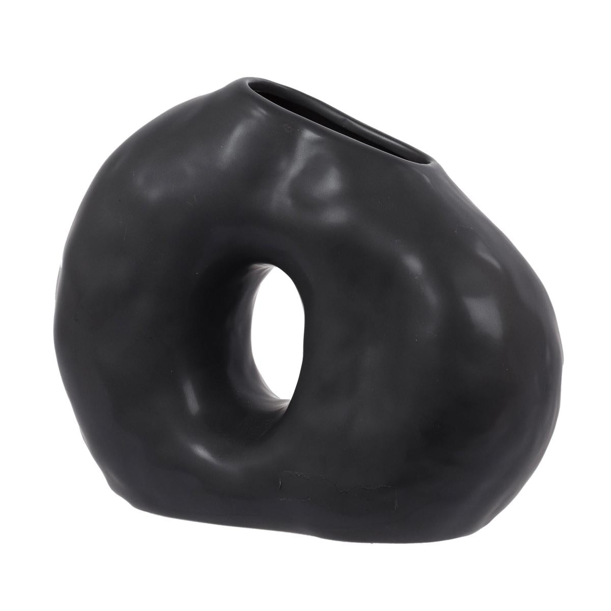 Matte Black Donut Vase