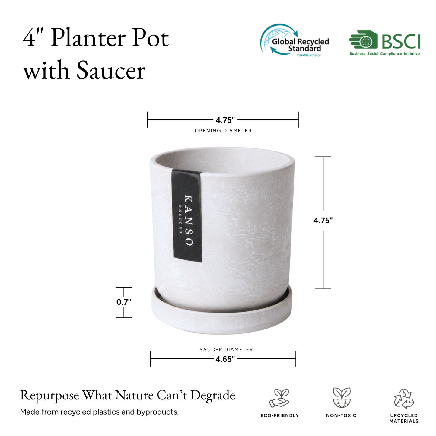 Kanso Designs Planter + Saucer 4” - Blue