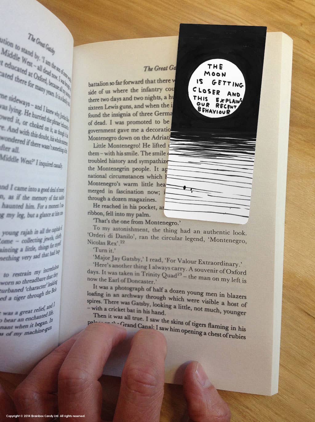 David Shrigley x Brainbox Candy The Moon magnetic bookmark, packaging detail - PABOOM
