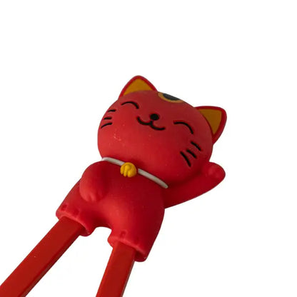 Red lucky cat chopstick helper detail - PABOOM