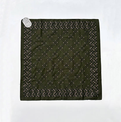 Close-up of the scrolling floral print on the cotton bandana fabric