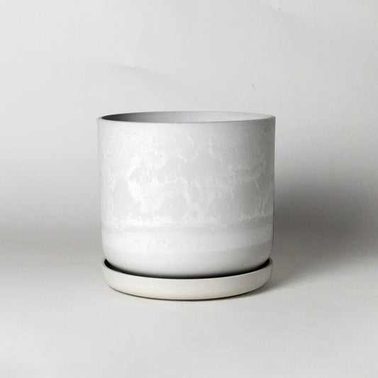 Kanso Designs Planter + Saucer 9” - White Stone