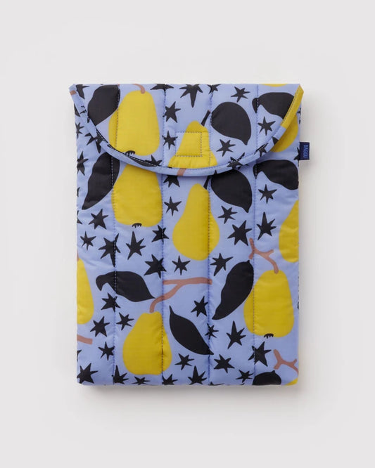 BAGGU Puffy Laptop Sleeve 13"/14" in Golden Pears print with velcro flap closure - PABOOM