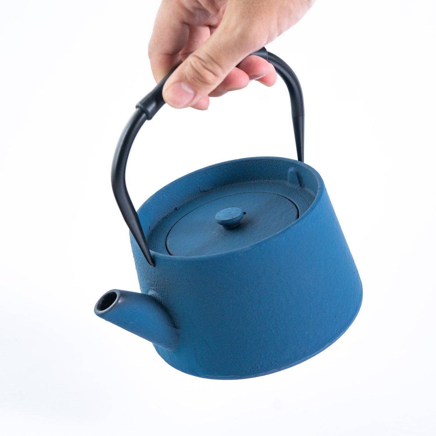 Modern Straight Edge Cast Iron Tea Pot - Blue