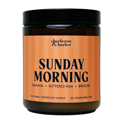 Charleston & Harlow Sunday Morning candle and box lineup lifestyle shot