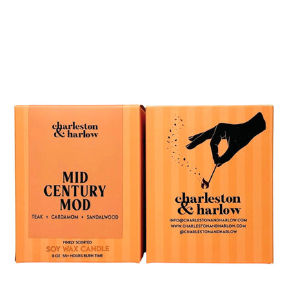 Charleston & Harlow Mid-Century Mod candle and box lineup lifestyle shot