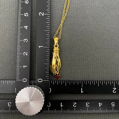 Heart CZ Palm Charm Necklace