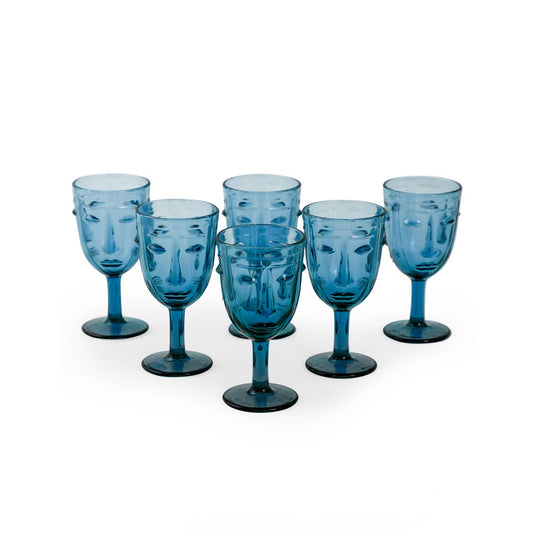 Blue Face Wine Glass