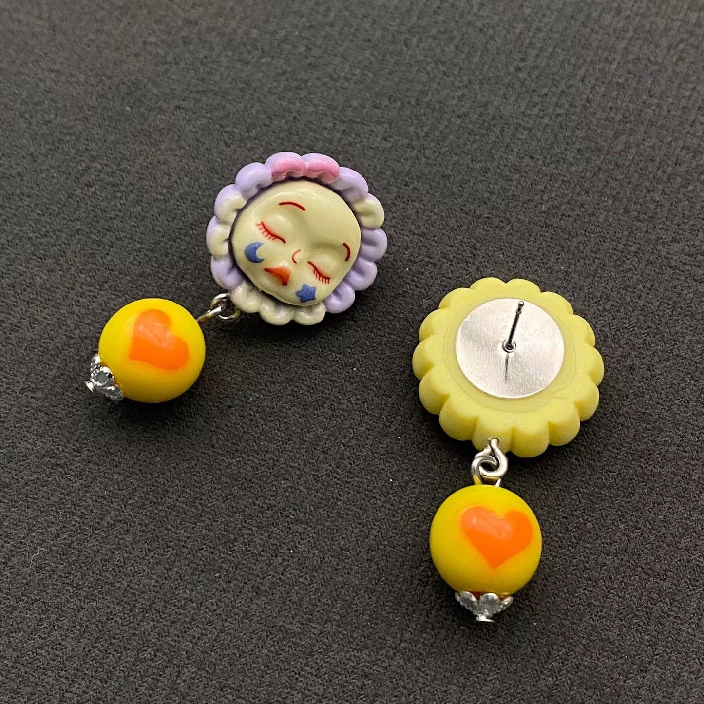 Sunflower Face Doll Earrings