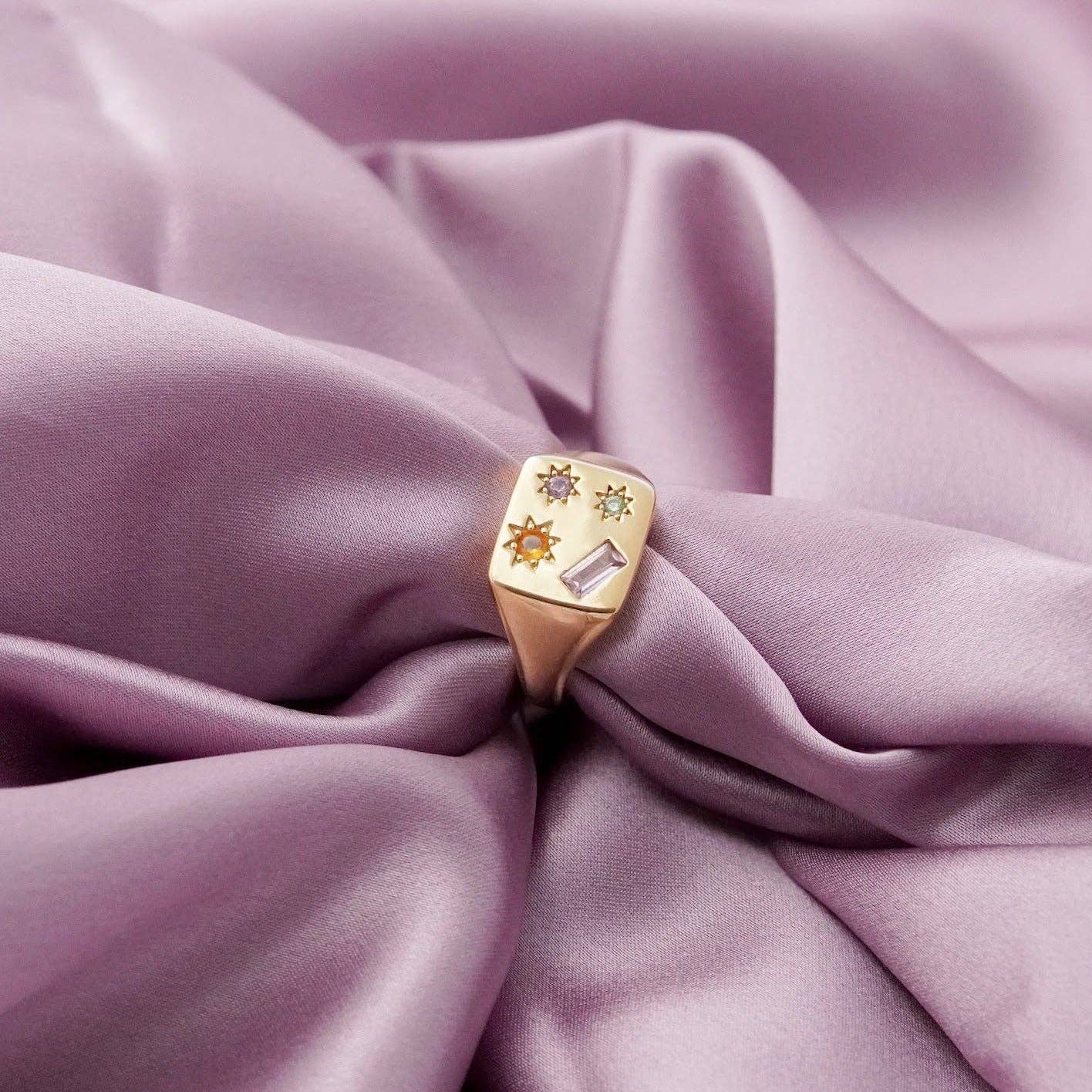 Kaleidoscope Disco Signet Ring - Silver