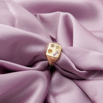 Kaleidoscope Disco Signet Ring - Silver