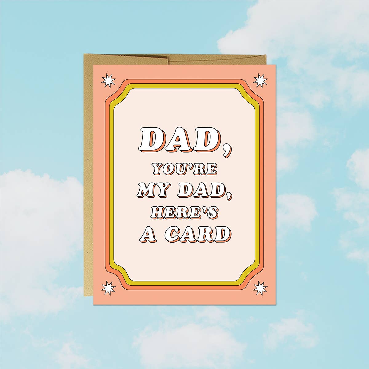 Close-up detail of the No-Nonsense Dad card