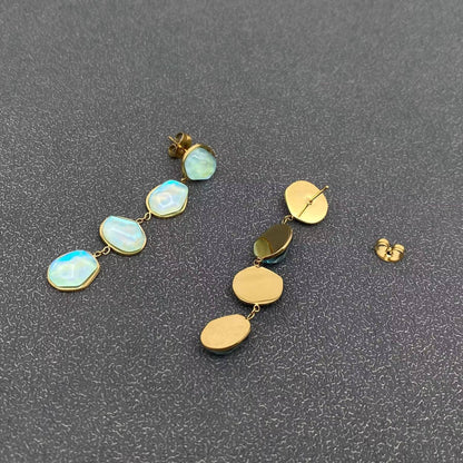 Irregular Blue Acrylic Linked Earrings