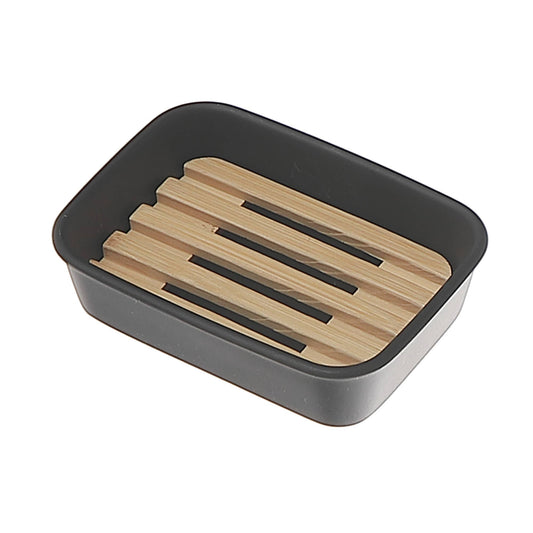 Polyresin Soap Dish With Bamboo - Black