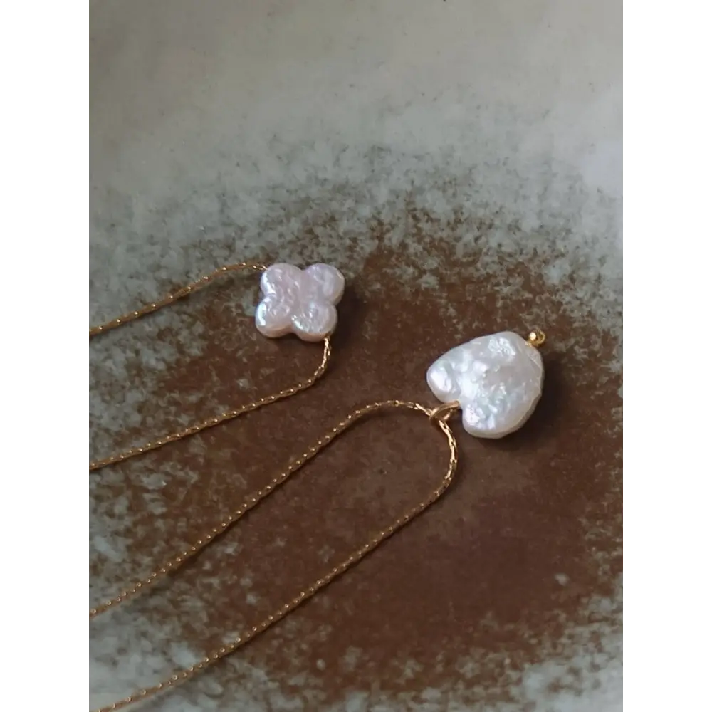 Flânerie by MAIQ - 18K Gold Non-Tarnish Freshwater Pearl Clover Heart Necklace Clover-Cloverie / Yellow