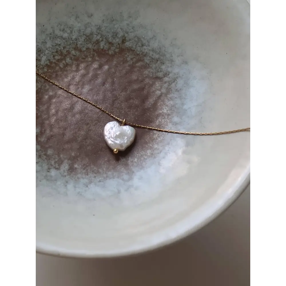 Flânerie by MAIQ - 18K Gold Non-Tarnish Freshwater Pearl Clover Heart Necklace Clover-Cloverie / Yellow