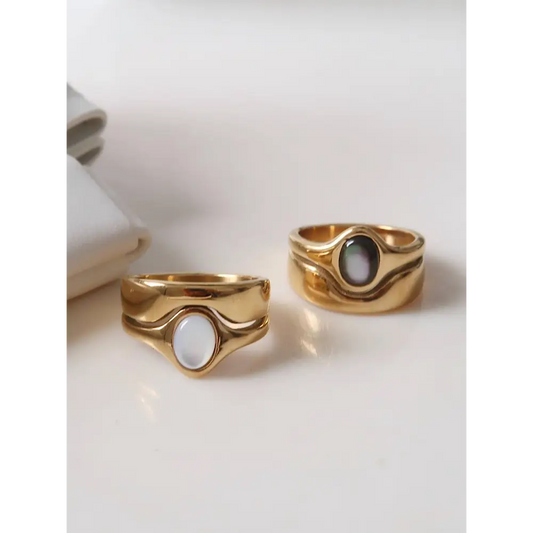 Flânerie by MAIQ - Alouette 18K Gold Non-Tarnish Stone Wave Ring