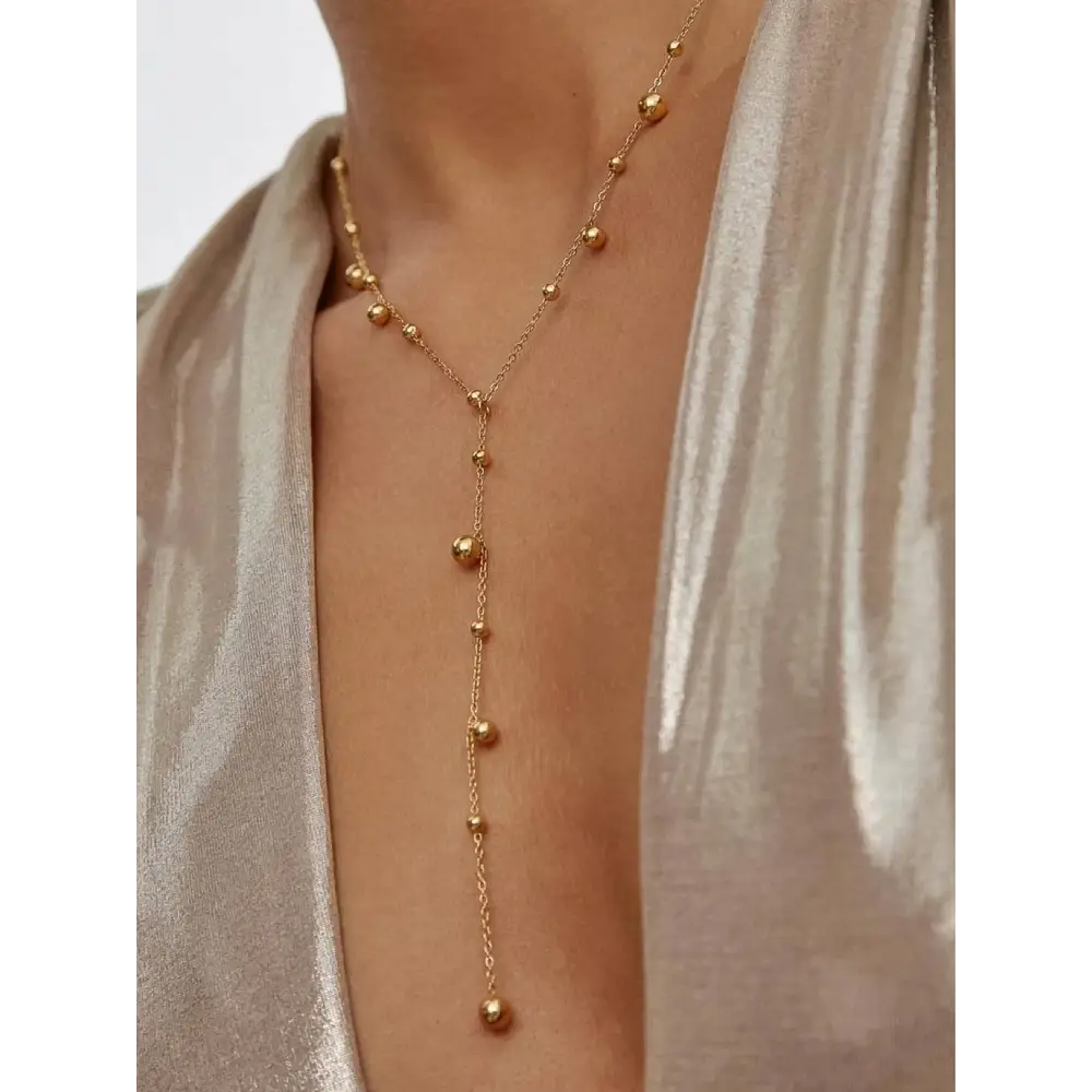 Flânerie by MAIQ - Brisse 18K Gold Non-Tarnish Dressy Beaded Y Lariat Necklace Yellow