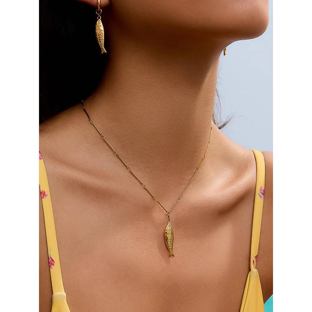 Flânerie by MAIQ - Coralie 18K Gold Non-Tarnish Fish Pendant Chain Necklace Yellow