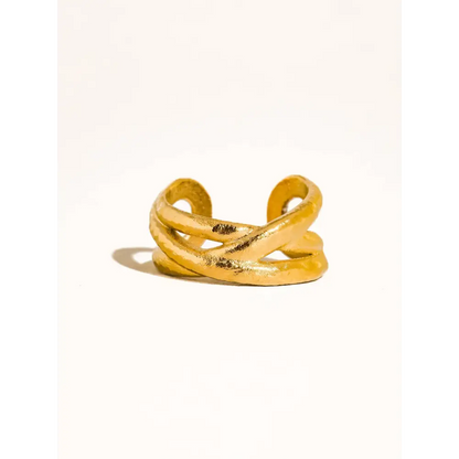 Flânerie by MAIQ - Corlisse 18K Gold Non-Tarnish Textured Crossover Ring 8 / Yellow