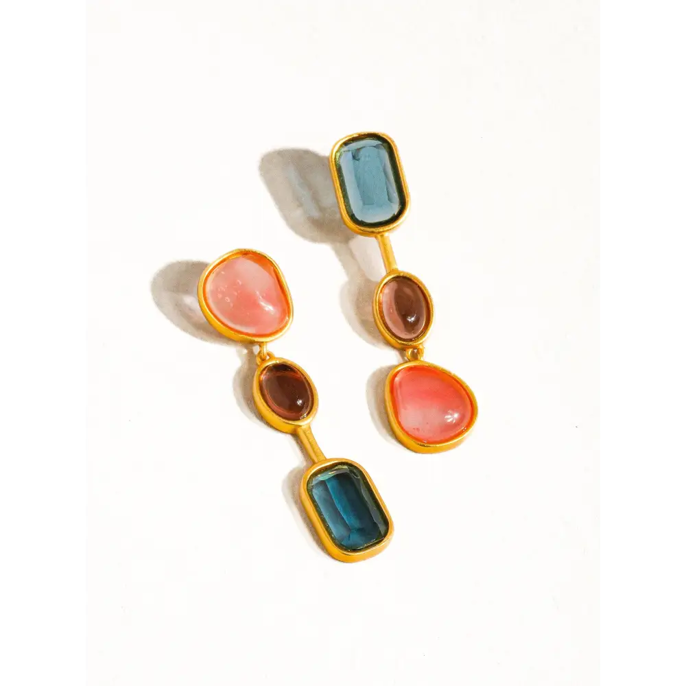 Flânerie by MAIQ - Delia 18K Gold Vintage Mismatch Drop Earring Multi-Colored