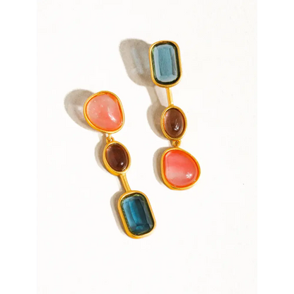 Flânerie by MAIQ - Delia 18K Gold Vintage Mismatch Drop Earring Multi-Colored
