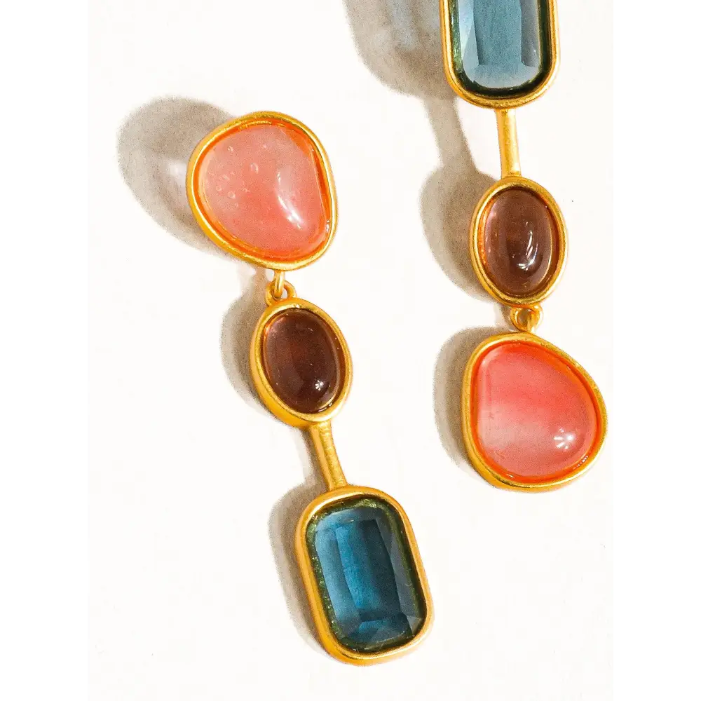 Flânerie by MAIQ - Delia 18K Gold Vintage Mismatch Drop Earring Multi-Colored