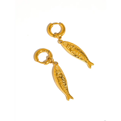 Flânerie by MAIQ - Nibe 18K Gold Non-Tarnish Fish Hoop Earring Yellow
