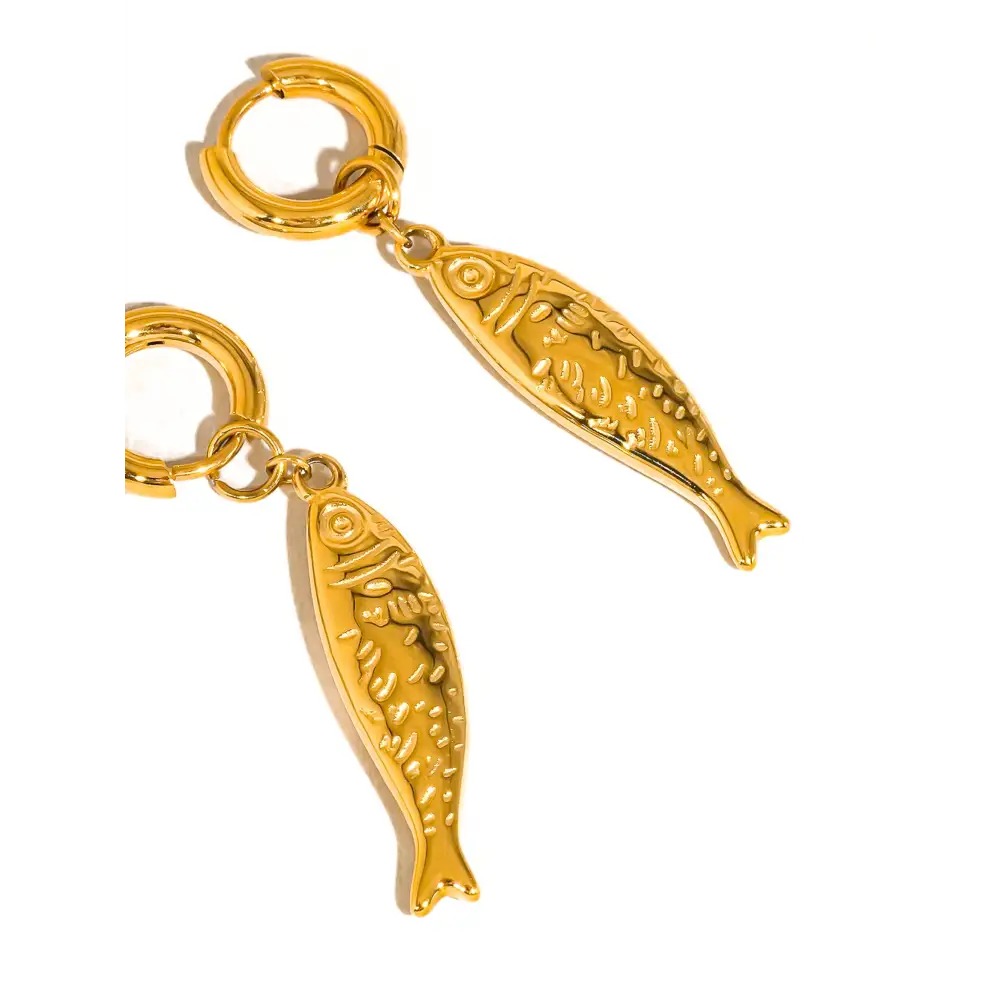 Flânerie by MAIQ - Nibe 18K Gold Non-Tarnish Fish Hoop Earring Yellow