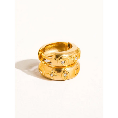 Flânerie by MAIQ - Orazio 18K Gold Non-Tarnish CZ Star Hoop Earring Yellow