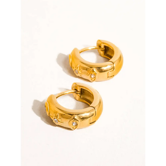 Flânerie by MAIQ - Orazio 18K Gold Non-Tarnish CZ Star Hoop Earring Yellow