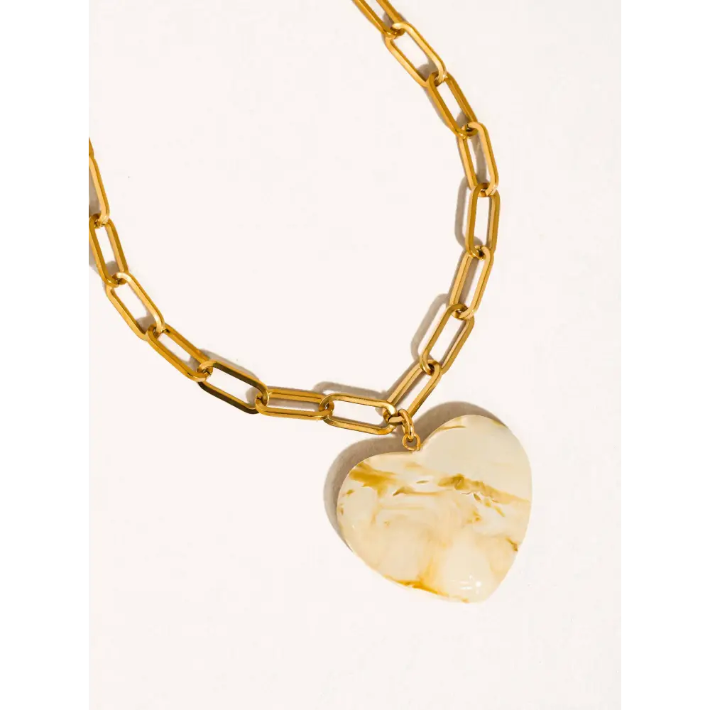 Flânerie by MAIQ - Rouelle 18K Gold Non-Tarnish Heart Chain Necklace White