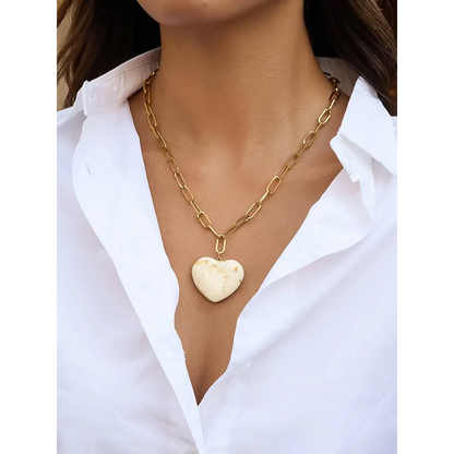 Rouelle 18K Gold Non-Tarnish Heart Chain Necklace - White