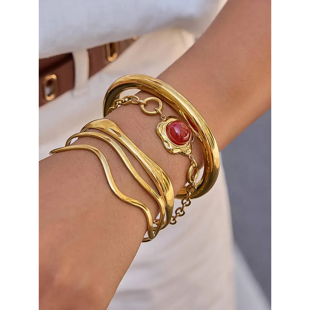 Flânerie by MAIQ - Roussel 18K Gold Non-Tarnish Classic Cuff Bangle Yellow