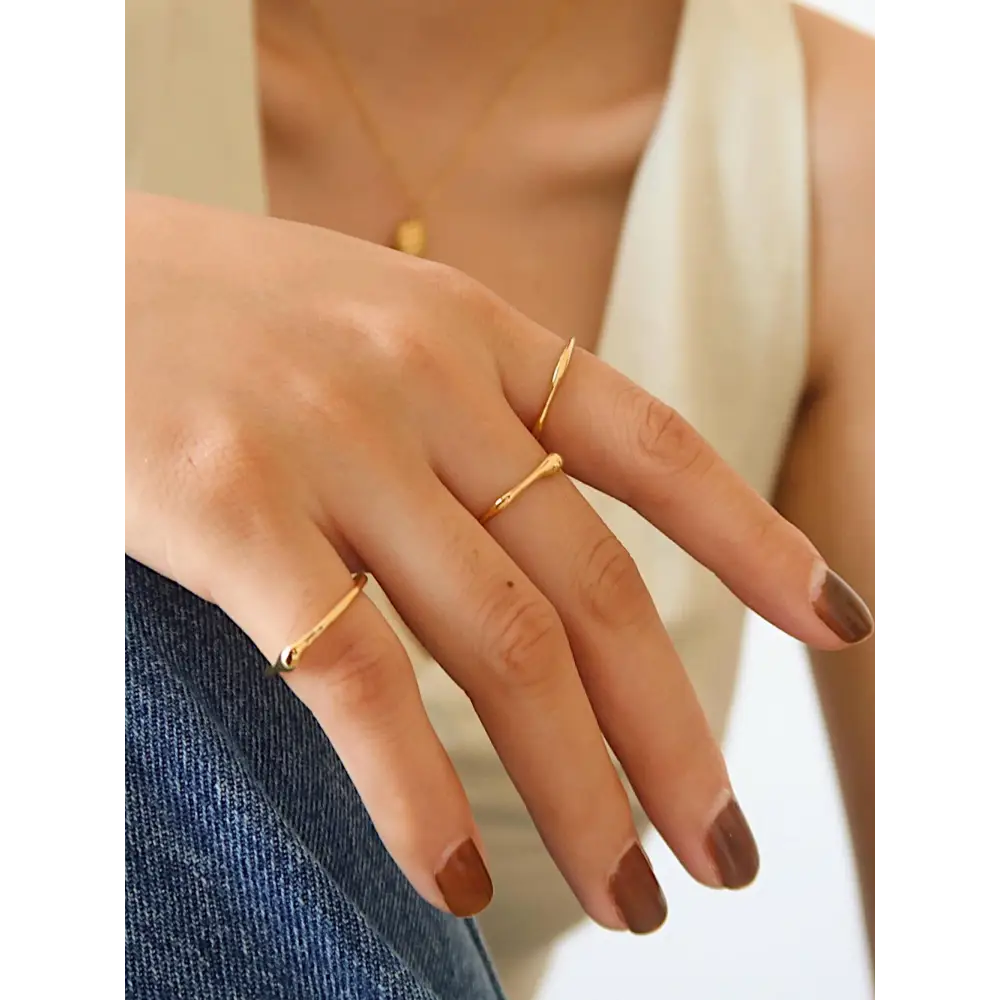 Flânerie by MAIQ - Rowena 18K Gold Non-Tarnish Minimalist Band Rings