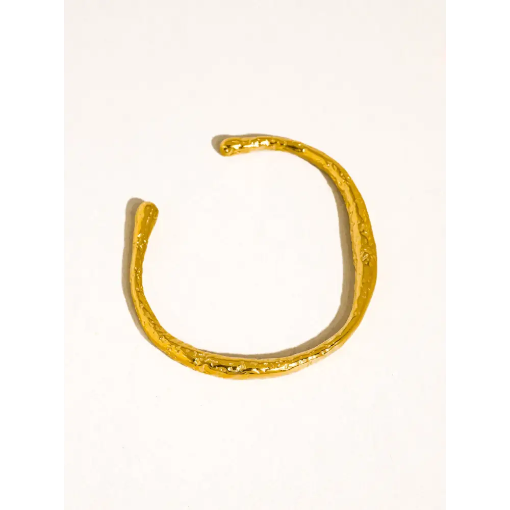 Flânerie by MAIQ - Ruvic 18K Gold Non-Tarnish Textured Open Cuff Bracelet Yellow