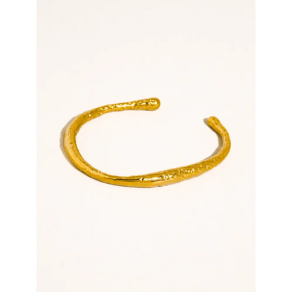 Flânerie by MAIQ - Ruvic 18K Gold Non-Tarnish Textured Open Cuff Bracelet Yellow