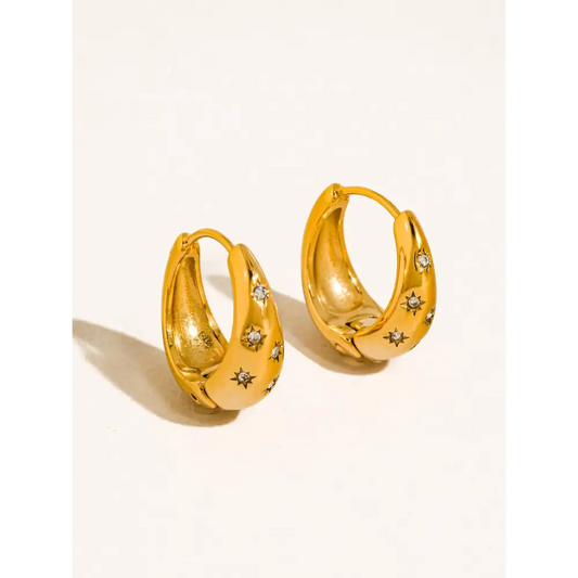 Flânerie by MAIQ - Solira 18K Gold Non-Tarnish Star Hoop Earring Yellow
