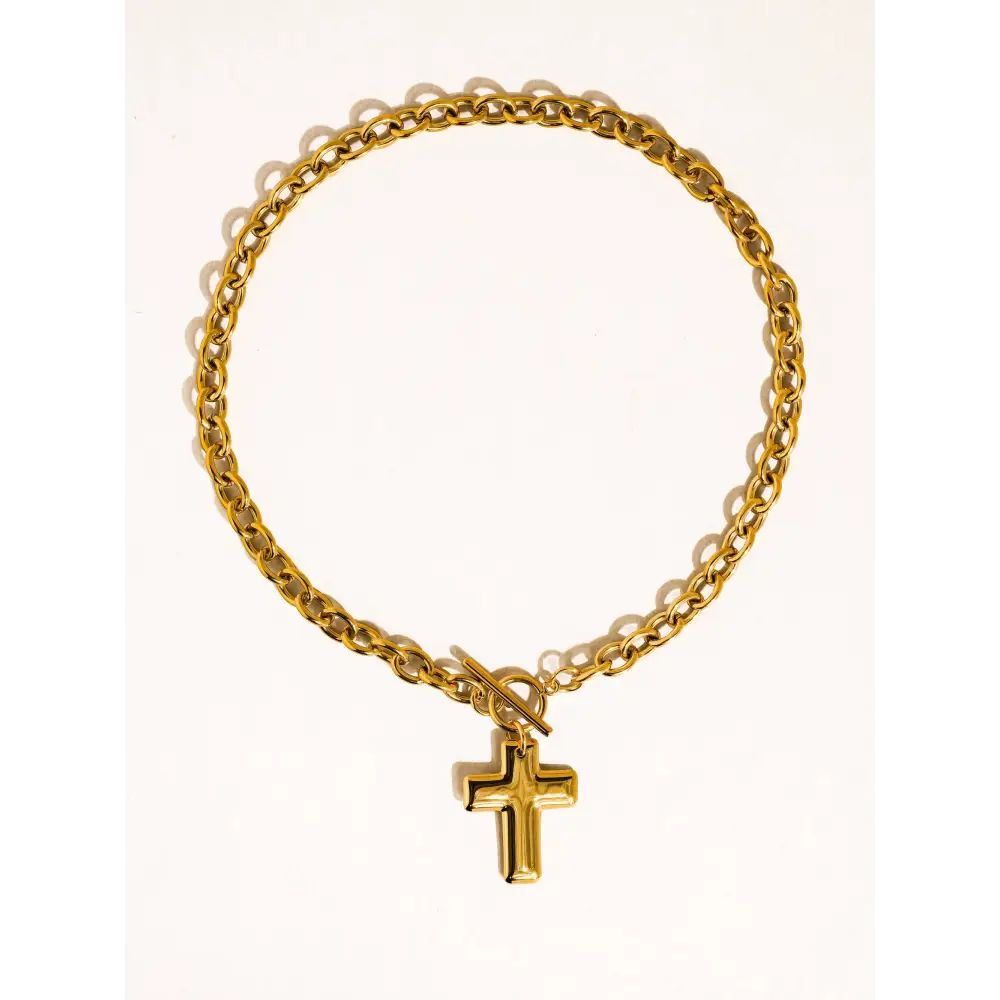 Flânerie by MAIQ - Trinite 18K Gold Non-Tarnish Cross Pendant Necklace Yellow