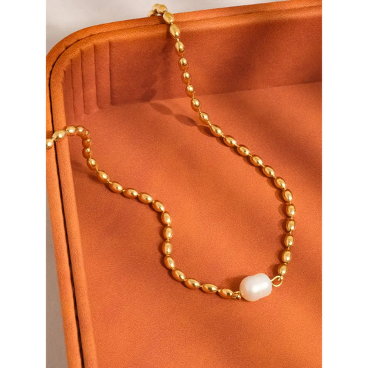 Flânerie by MAIQ - Vigne 18K Gold Non-Tarnish Pearl Ball Chain Necklace Yellow