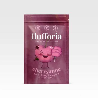 Package of Flufforia’s cotton candy, cherryanne flavour, purple package - PABOOM