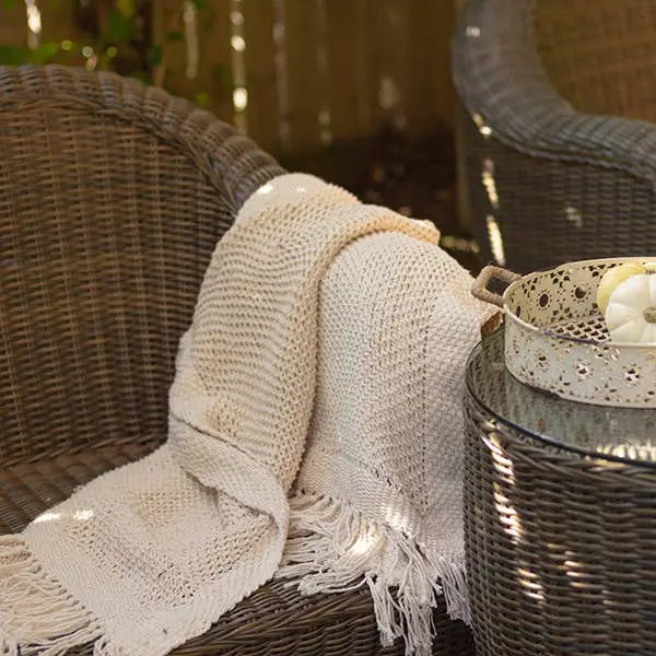 Forpost Trade Inc - Knitted Cream Cotton Throw