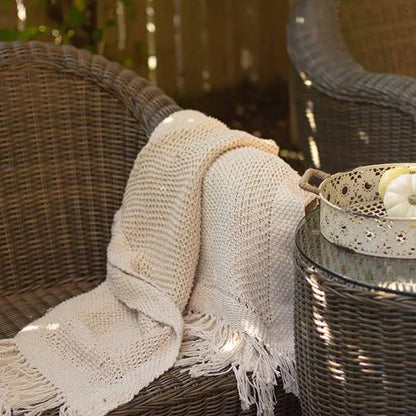 Forpost Trade Inc - Knitted Cream Cotton Throw