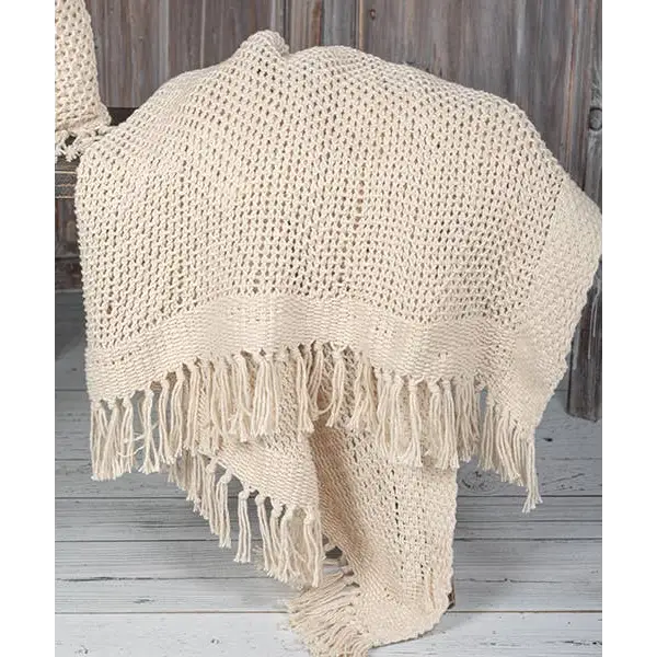 Forpost Trade Inc - Knitted Cream Cotton Throw