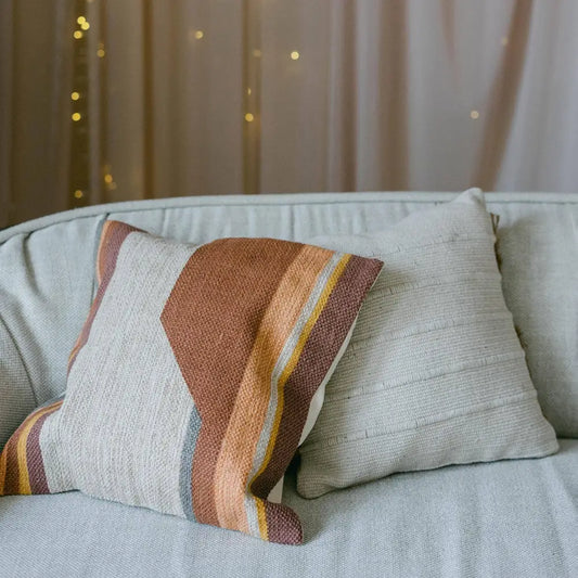 Forpost Trade Inc - Terracotta Block Print Cotton Cushion Cover