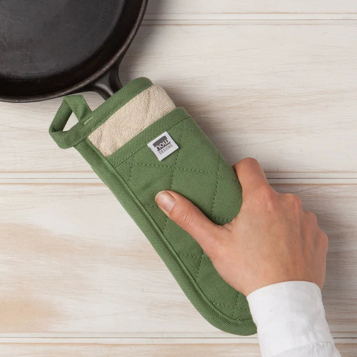 Superior Elm Green potholder shown from the back – PABOOM