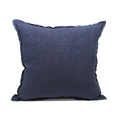 Giardino Segreto - Frayed Edge Pure Linen Cushion Cover Blue / 49 x cm