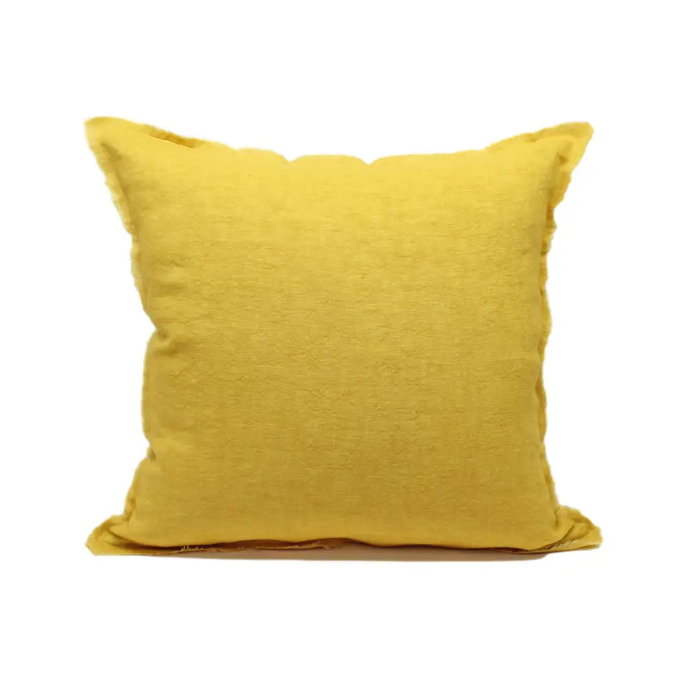 Giardino Segreto - Frayed Edge Pure Linen Cushion Cover Ochre / 49 x cm