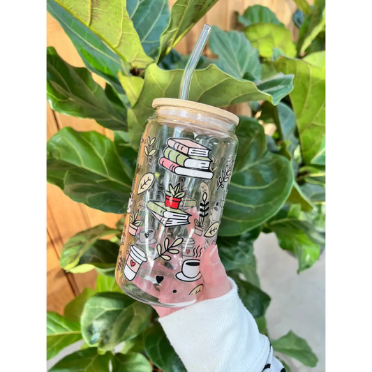 Glitter Paper Scissors - Book Lover Glass Cup